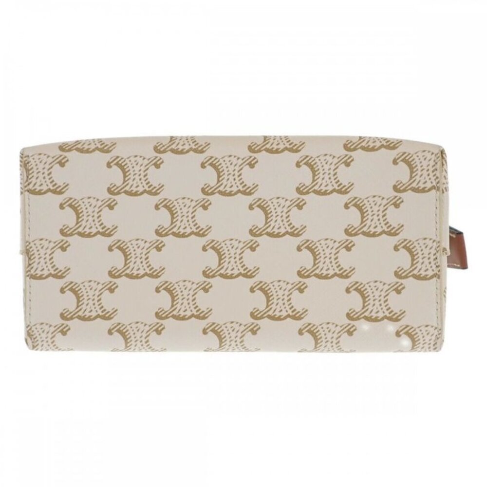 Celine Small Travel 10 C762 djp.01 ta Pouch Polyurethane Leather White - Picture 5 of 9